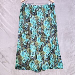 Dressbarn Vintage Womens Green Floral Layered Maxi Skirt Size 18/20 Boho 90s Y2K